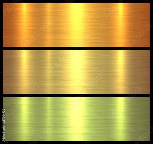 Metal textures gold brushed metallic background, vector illustration.