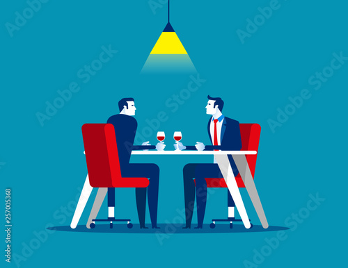 Business meeting in restaurant. Concept business vector, Couple, Team, Outdoors.