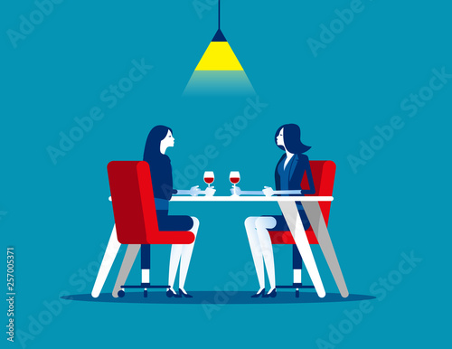 Business meeting in restaurant. Concept business vector, Couple, Team, Outdoors.