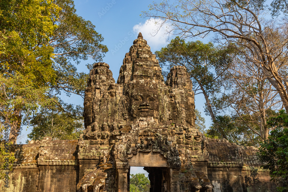 Victory gate of Angkor Thom at Siem Reap, Cambodia