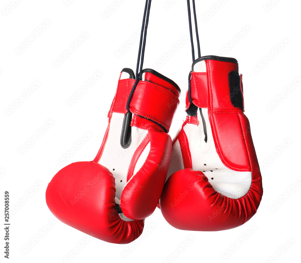 Pair of boxing gloves on white background