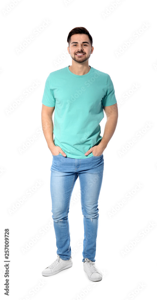 Full length portrait of handsome man posing on white background Full length portrait of handsome man posing on white background