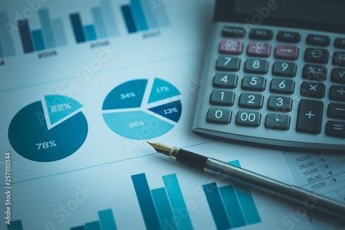 BUSINESS GRAPHS AND CALCULATOR CONCEPT