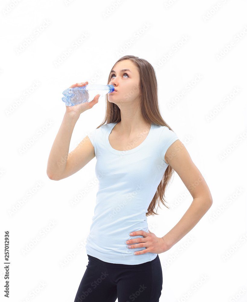 fitness woman with water bottle.isolated on white fitness woman with water bottle.isolated on white