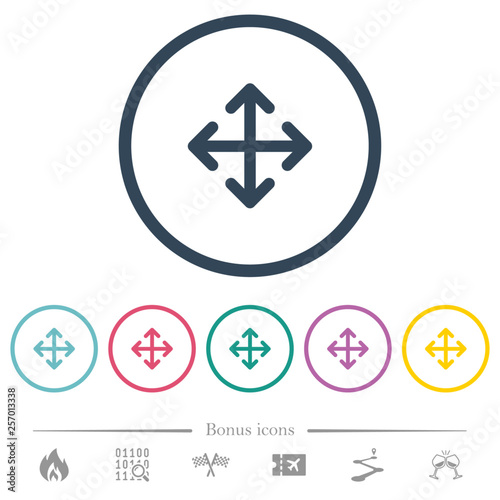 Move arrows flat color icons in round outlines