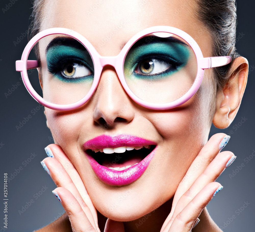 Face of a beautiful expressive girl with fashion make-up Face of a beautiful expressive girl with fashion make-up