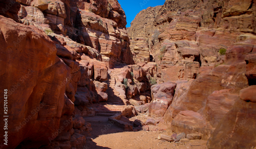 Pathway at Petra in Jordan with rocks