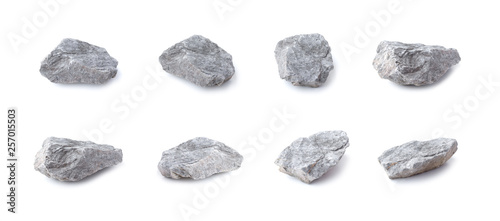 collection of rock isolated on white background. gray stone isolated