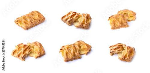 collection set of crispy pineapple pie isolated on white background