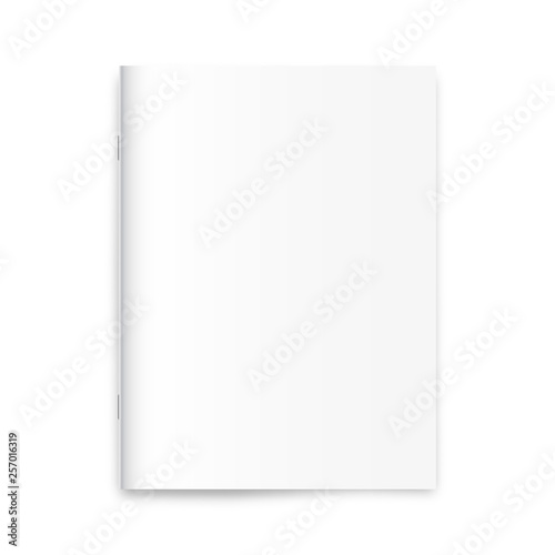 Blank magazine, newspaper, notebook mockup on white background. Vector illustration.