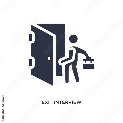 exit interview icon on white background. Simple element illustration from human resources concept.