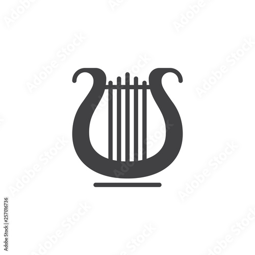 Harp vector icon. filled flat sign for mobile concept and web design. Lyre glyph icon. Musical instrument symbol, logo illustration. Pixel perfect vector graphics