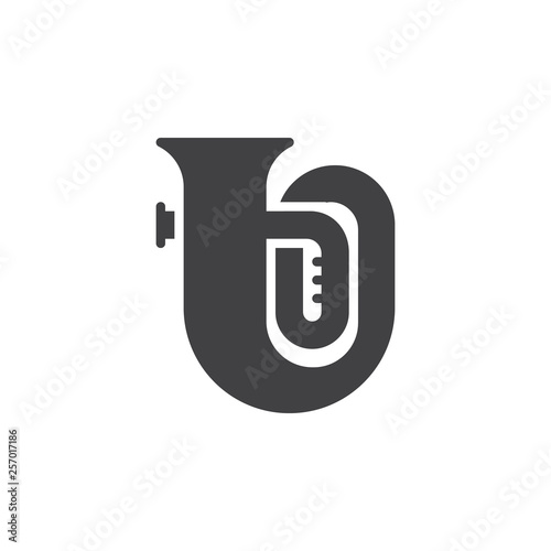 Tuba Music Instrument vector icon. filled flat sign for mobile concept and web design. tuba wind instrument glyph icon. Symbol, logo illustration. Pixel perfect vector graphics