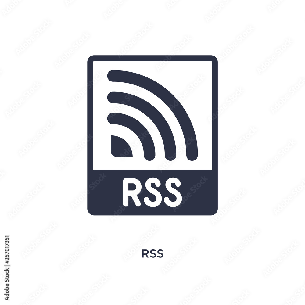 rss icon on white background. Simple element illustration from marketing concept. rss icon on white background. Simple element illustration from marketing concept.