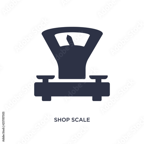 shop scale icon on white background. Simple element illustration from measurement concept.