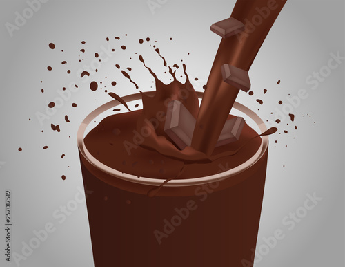 pouring milk chocolate and cream vector / milk splash