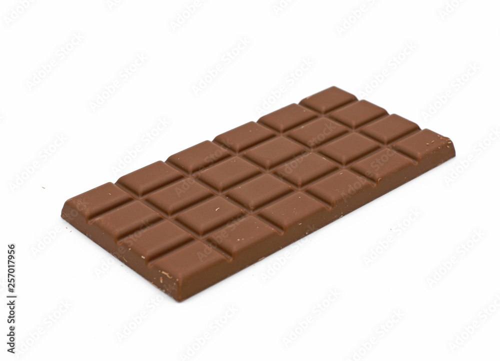 Milk chocolate bar isolated on white background Milk chocolate bar isolated on white background