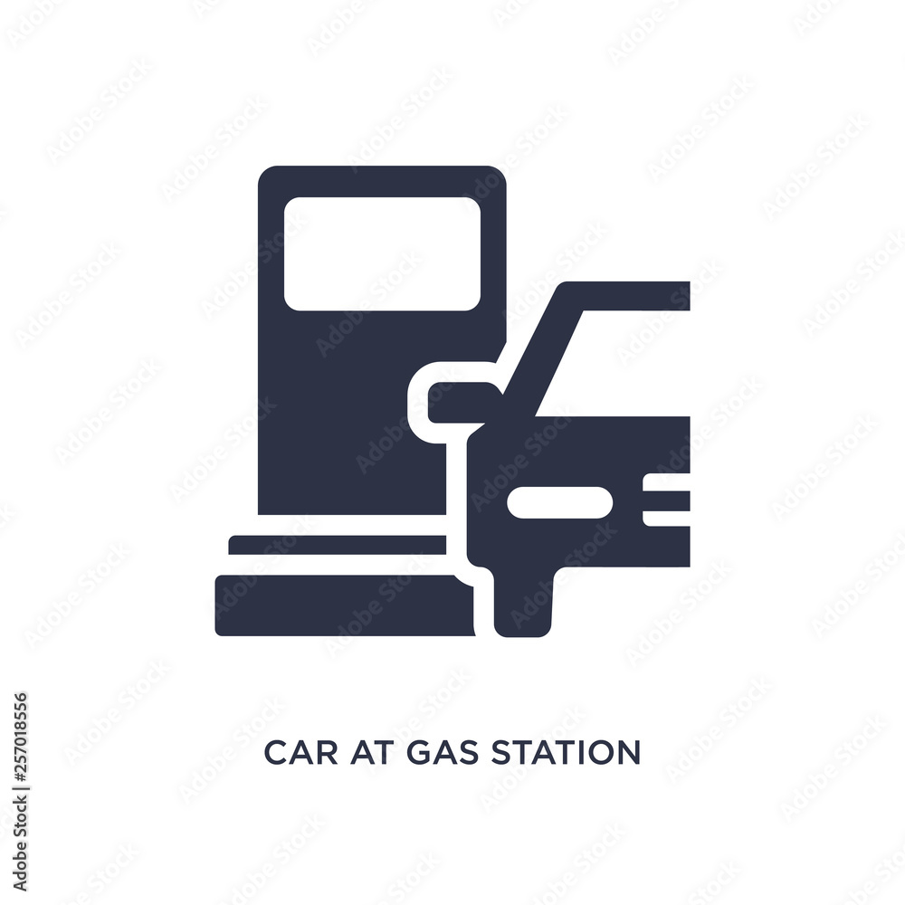 car at gas station icon on white background. Simple element illustration from mechanicons concept. car at gas station icon on white background. Simple element illustration from mechanicons concept.
