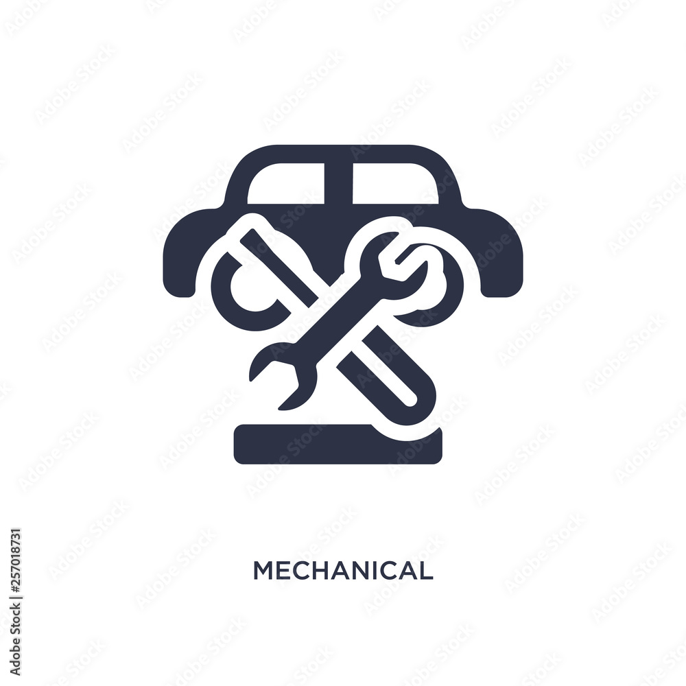 mechanical service of a car icon on white background. Simple element illustration from mechanicons concept.