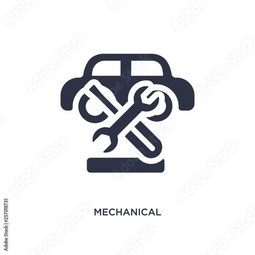 mechanical service of a car icon on white background. Simple element illustration from mechanicons concept.