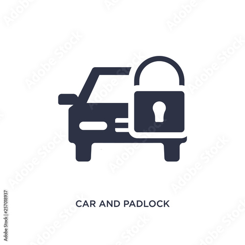 car and padlock icon on white background. Simple element illustration from mechanicons concept.