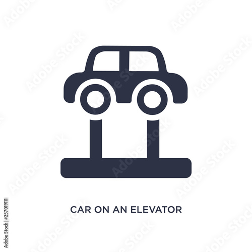 car on an elevator icon on white background. Simple element illustration from mechanicons concept.