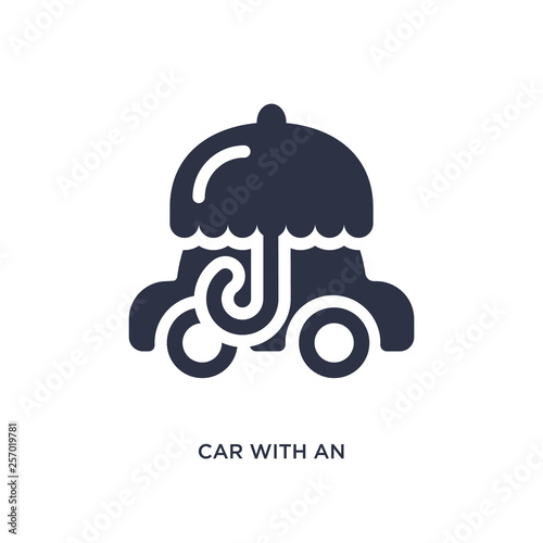 car with an umbrella icon on white background. Simple element illustration from mechanicons concept. photo