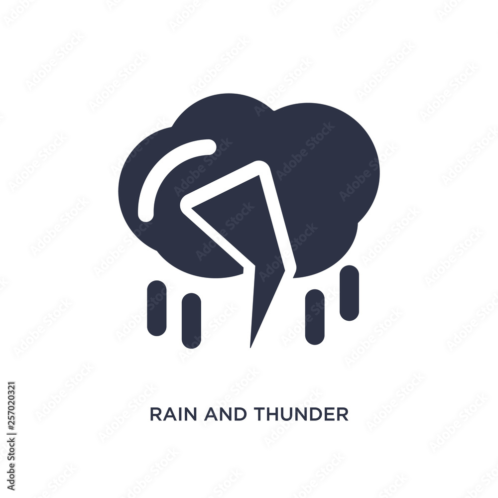 rain and thunder icon on white background. Simple element illustration from meteorology concept. rain and thunder icon on white background. Simple element illustration from meteorology concept.