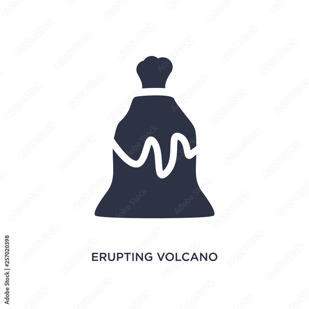erupting volcano icon on white background. Simple element illustration from meteorology concept.