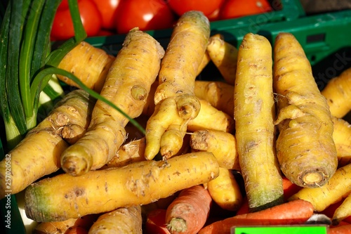 Marktauslage - gelbe Karotten