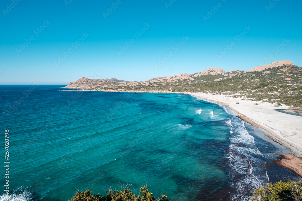 Fototapeta premium Deserted Ostriconi beach in Balagne region of Corsica