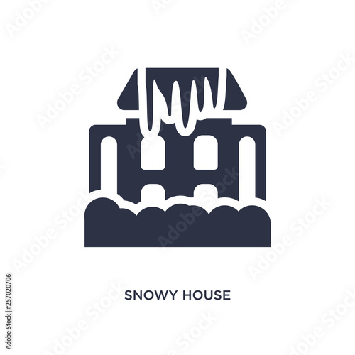 snowy house icon on white background. Simple element illustration from meteorology concept.