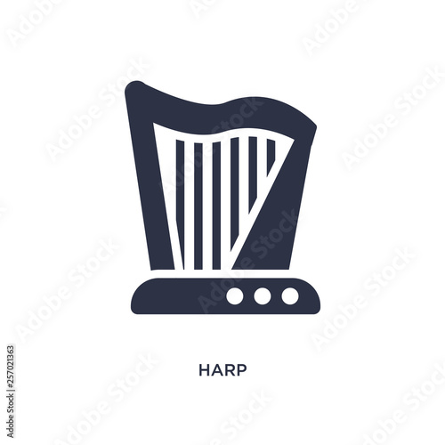 harp icon on white background. Simple element illustration from music concept.