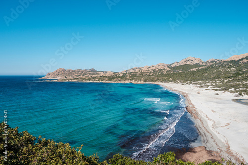 Deserted Ostriconi beach in Balagne region of Corsica