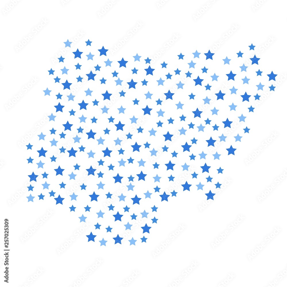 Nigeria map background with blue stars of different sizes vector illustration eps
