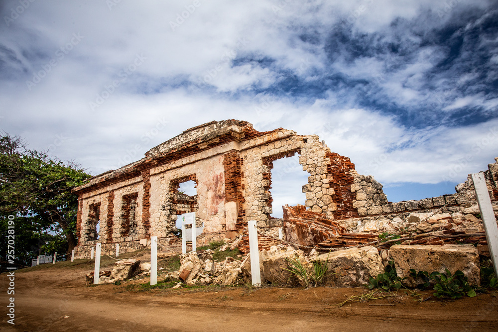 Historic abandoned lighthouse ruins at Aguadilla, Puerto Rico