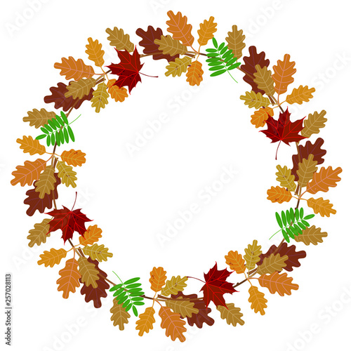 Round frame of autumn leaves