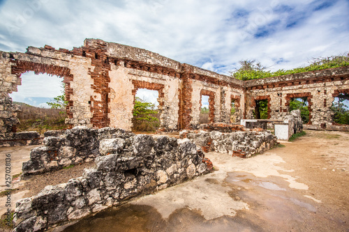 Historic abandoned lighthouse ruins at Aguadilla, Puerto Rico photo
