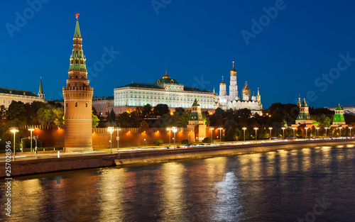 The Grand Kremlin Palace and Kremlin wall. Autumn evening. Moscow. Russia © E.O.