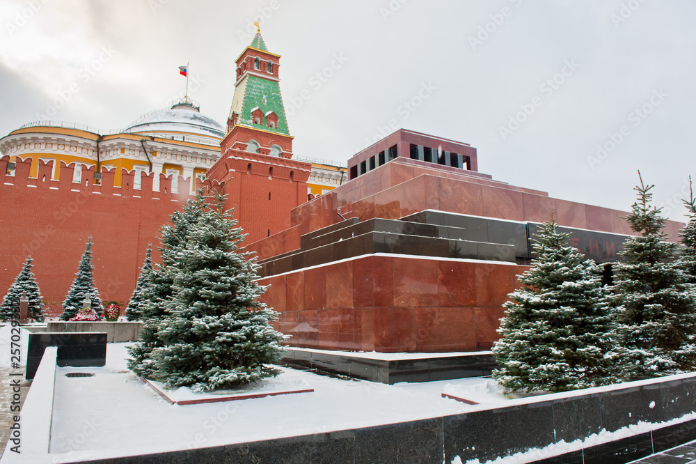 Lenin's Mausoleum, Red square, winter, Moscow, Russia