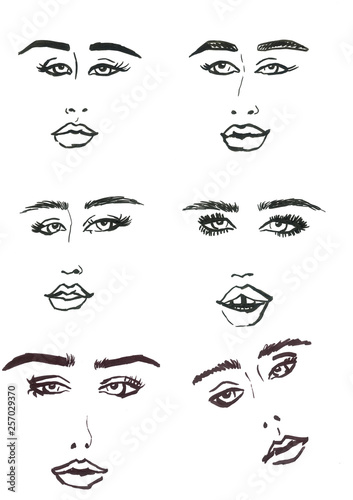 Hand Drawn Faces Set