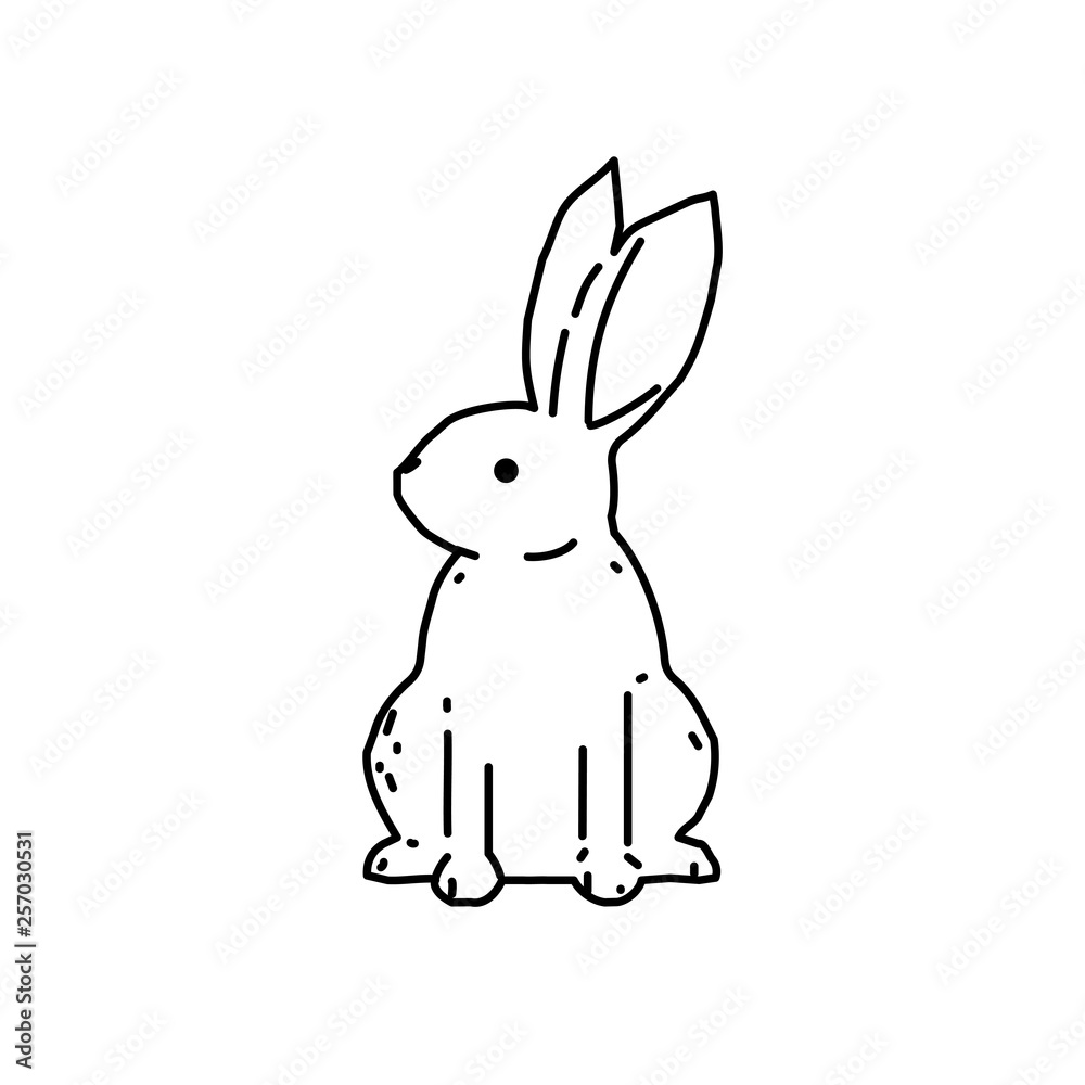 Cute bunny rabbit line art vector drawing, hand drawn minimalism style. Vector illustration Cute bunny rabbit line art vector drawing, hand drawn minimalism style. Vector illustration