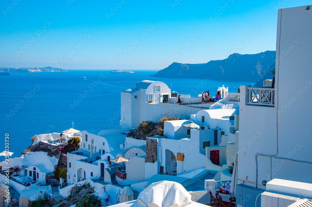 Obraz premium Santorini Greece luxury island with volcano and amazing sunsets