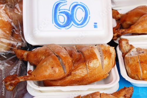 Boiled chicken with fish sauce in market