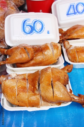 Boiled chicken with fish sauce in market