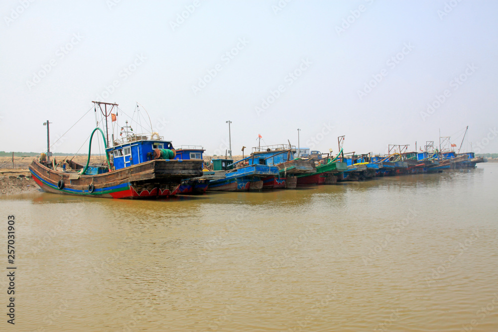 Fototapeta premium Wooden fishing boats on the shore