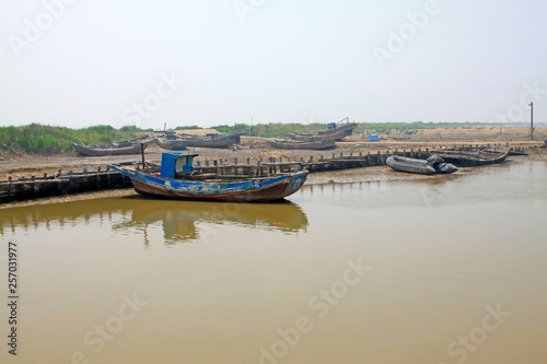 Wooden fishing boats on the shore