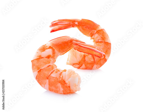 Cooked shrimps isolated on white background