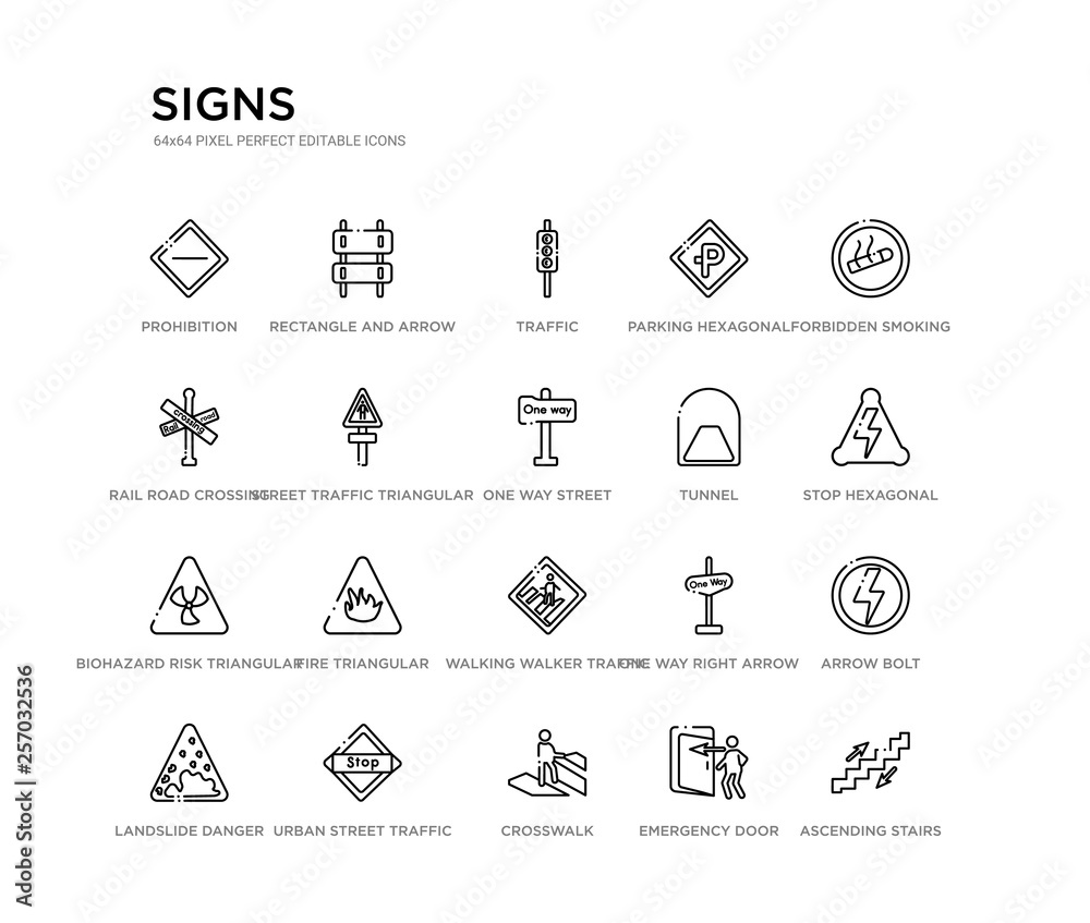set of 20 line icons such as walking walker traffic, fire triangular, biohazard risk triangular, tunnel, one way street, street traffic triangular, rail road crossing cross, parking hexagonal, set of 20 line icons such as walking walker traffic, fire triangular, biohazard risk triangular, tunnel, one way street, street traffic triangular, rail road crossing cross, parking hexagonal,