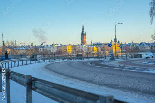 Canvas Print inside stockholm city in winter season